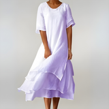 Agnès | Leichte und elegante Baumwolllange Kleid – Violett