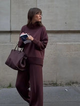 Nogaelle - Elegantes Sweatshirt Set Mit Lockerer Passform – Burgund