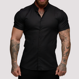 Oscar - Kurzärmeliges Hemd in Slim-Fit-Passform für Herren – Schwarz