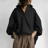 Brittney - Lässige Oversized-Bluse – Schwarz