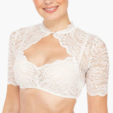 Spitzen Dirndl bluse mit Ausschnitt für Damen - Oktoberfest 2025 – Weiß