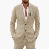 Herren Sommeranzug mit Revers und langen Ärmeln – Khaki