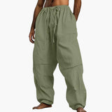 Herren Sommerhose mit weitem Bein und Kordelzug – Grün