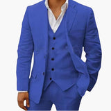 Herren Sommeranzug dreiteilig mit Weste Jacke und Hose – Marineblau