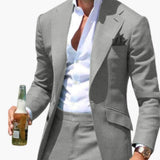 Herren Zweiteiler Anzug mit Slim Fit für alle Jahreszeiten – Grau