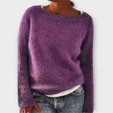 Lara | Einfarbiger Oversized-Strickpullover – Lila