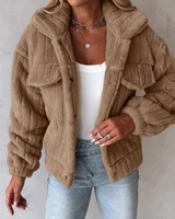 Teddy Damen Jacke Kurz | Kuschelig Stylisch – Braun