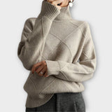 Elena | Warmer Pullover mit Rautenstruktur – Grau
