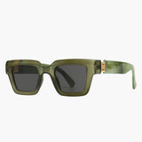Damen Sonnenbrille mit eckigem Rahmen und UV400 Schutz – Olivgrau