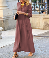 Leona - Damen Bequemes Maxikleid – Ziegelrot