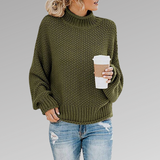 Damen Pullover | Strick klassisch mit Stehkragen – Grün