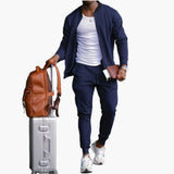 Herren Freizeitanzug mit Reißverschlussjacke und Jogginghose – Marine Blau