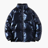 Metallic Winter Pufferjacke für Herren – Blau