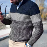Herren Dicker Strickpullover Half-Zip – Grau