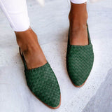 JENICA | Schicke Geflochtene Slingback-Ballerina – Grün