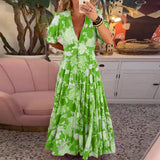 Floriana - Lebhaftes Blumenkleid – Grün (Fast ausverkauft)