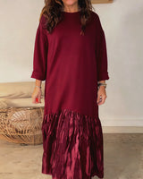 Dragica – Kleid Mit Rundhalsausschnitt Und Unregelmäßigem Patchwork Drucken – Burgund