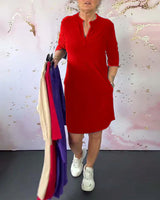Hanne | Elegantes Kleid mit V-Ausschnitt – Rot