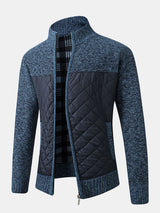 Herren Strickjacke | Karomuster und Frontverschluss – Dunkelblau