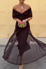 Nefeli – Elegantes Maxikleid Mit V-Ausschnitt Für Festliche Anlässe – Kaffee