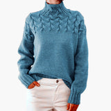 Rollkragen Strickpullover für Damen – Himmelblau