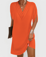 Rachel | V-Neck Casual Dress – Orange