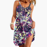 Ärmelloses Strandkleid Damen - Leichtes Sommer Tie-Dye – Violett
