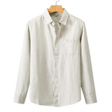 Ulrich Leinenhemd mit klassischem Kragen und Brusttasche – Beige
