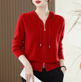Kiana – Gestrickter Kaschmir-Hoodie – Rot