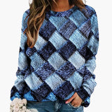 Gemusterter Strickpullover für Damen – Blau