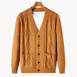 Amedeo - raffinierter gerippter herren-cardigan – Orange