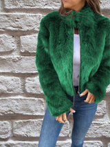 Sophie | Warme Jacke mit Faux Fur Kragen – Grün