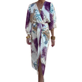 Jazmyn - Elegantes V-Ausschnitt-Kleid für Damen – Lila