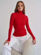 Klassischer Rollkragenpullover für Damen | Lässig – Rot