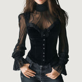 Lovina™ - Zeitlose elegante Bluse mit Spitzendetails und Ärmeln – Schwarz