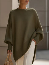 Alina – Minimalistischer Luxus-Strickpullover – Olivgrün