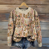 Aylinrae - Weicher floraler Pullover – Beige