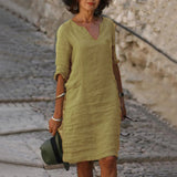 Abagail | Damen Modisches Kleid | Sommer – Khaki
