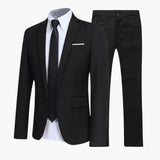 2-teiliges Anzug Set - Slim Fit Herrenanzug für Business Look – Schwarz