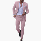 Herren Anzug Zweiteiler aus Wollmischung mit Slim Fit Schnitt – Hellrosa