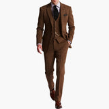 Herren dreiteiliger Anzug mit Weste für Herbst und Winter – Braun