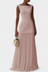 Chiffon Maxi-Abendkleid Silvana mit Falten – Rosa