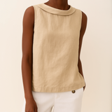 Franziska | Damen Ärmelloses Rollkragen Oberteil Locker – Top Rollkragen Ärmellos 2026 – Beige