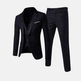 Alonzo™ | Vollständiger Raffinierter (Jacke + Hose + Weste) – Schwarz