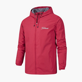 Herren Regenjacke mit Kapuze und Reißverschluss – Rot
