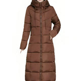 Jastin - lange pufferjacke, gemütlicher winterstil – Braun