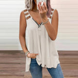 Lavinia | Ärmellose Bluse für Damen – Weiß