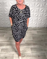 Salvinia - Lässiges Kleid Mit Rundhalsausschnitt Und Drucken – Schwarz