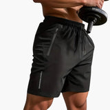 Herren-Trainingsshorts mit Reißverschlusstaschen und Kordelzug – Schwarz