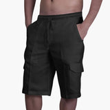 Herren Cargo Shorts mit Kordelzug und Taschen für den Sommer – Schwarz